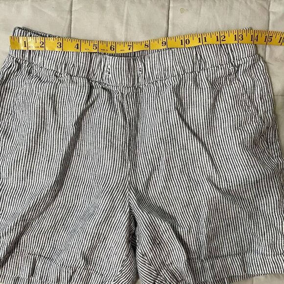 Talbots Striped Linen Pullon Shorts Small Black White MISSING DRAWSTRING - Picture 4 of 7